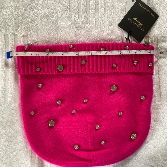 Charter Club Cashmere Embellished Cuffed Beanie Pink OS main image 6
